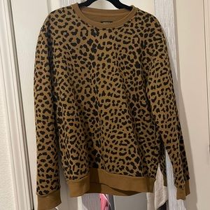 Leopard print crew sweater